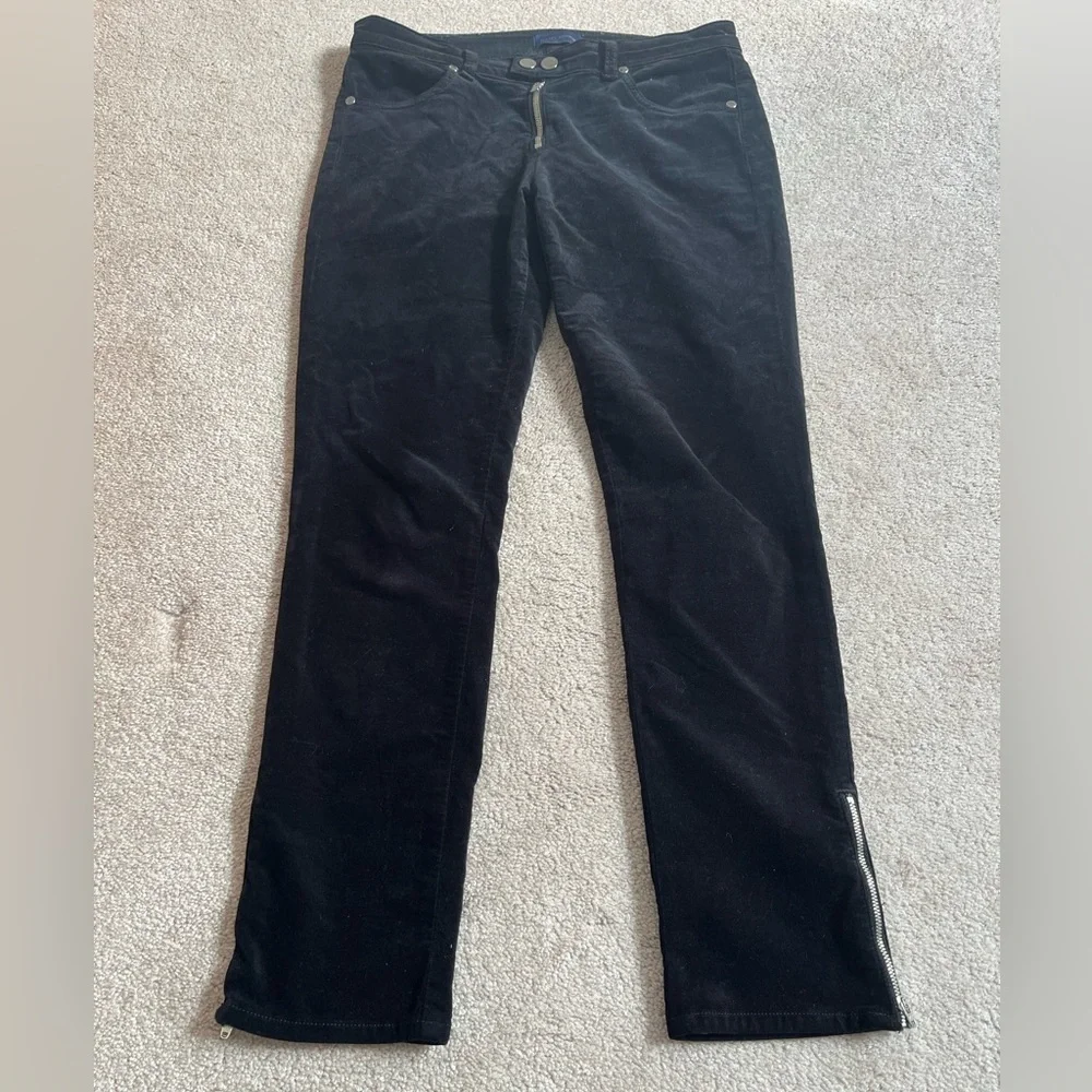 Ramy Brook Black Velvet Velveteen Ankle Zip Kate Pants Sz. 29 - Picture 2 of 7